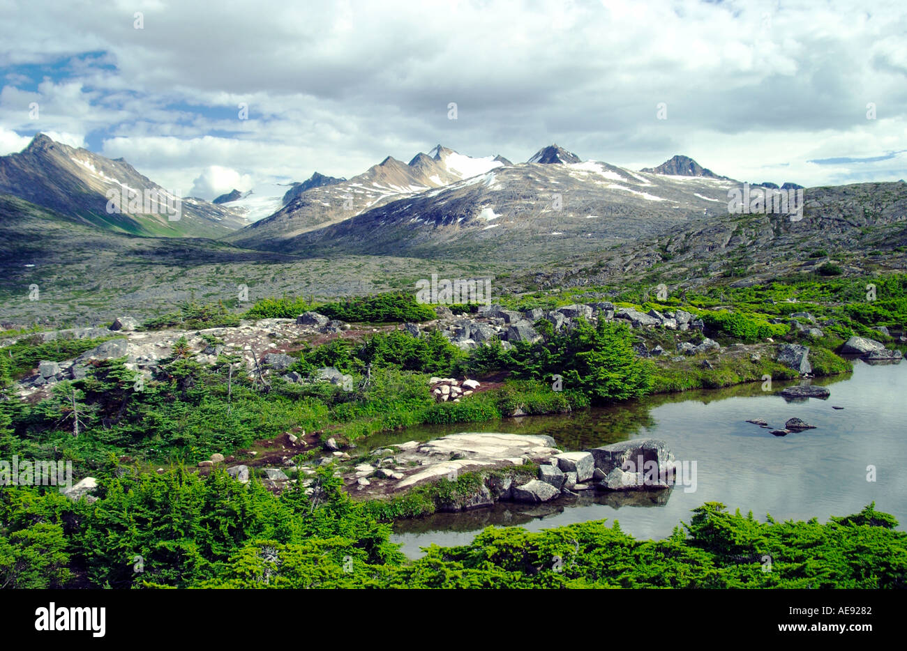 Mountain scenery in the Yukon territories of Canada Stock Photo