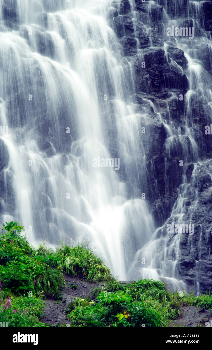 Horsetail Falls on the Richardson Highway near Valdez Alaska Stock ...
