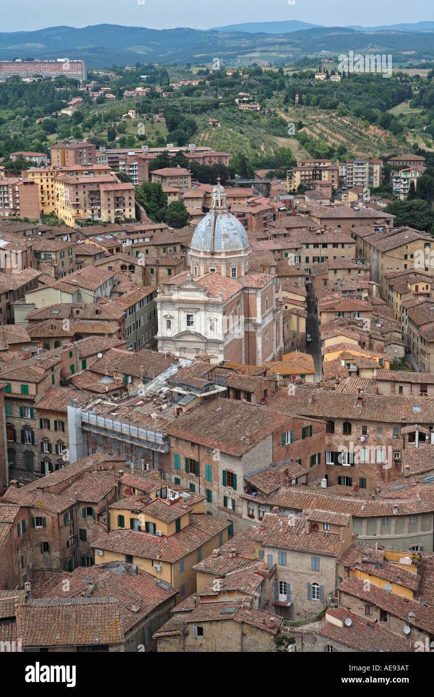 Aerial scenic view of ancient medieval buildings narrow streets and ...