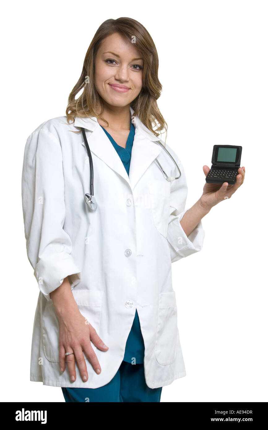 Doctor with pager Stock Photo Alamy