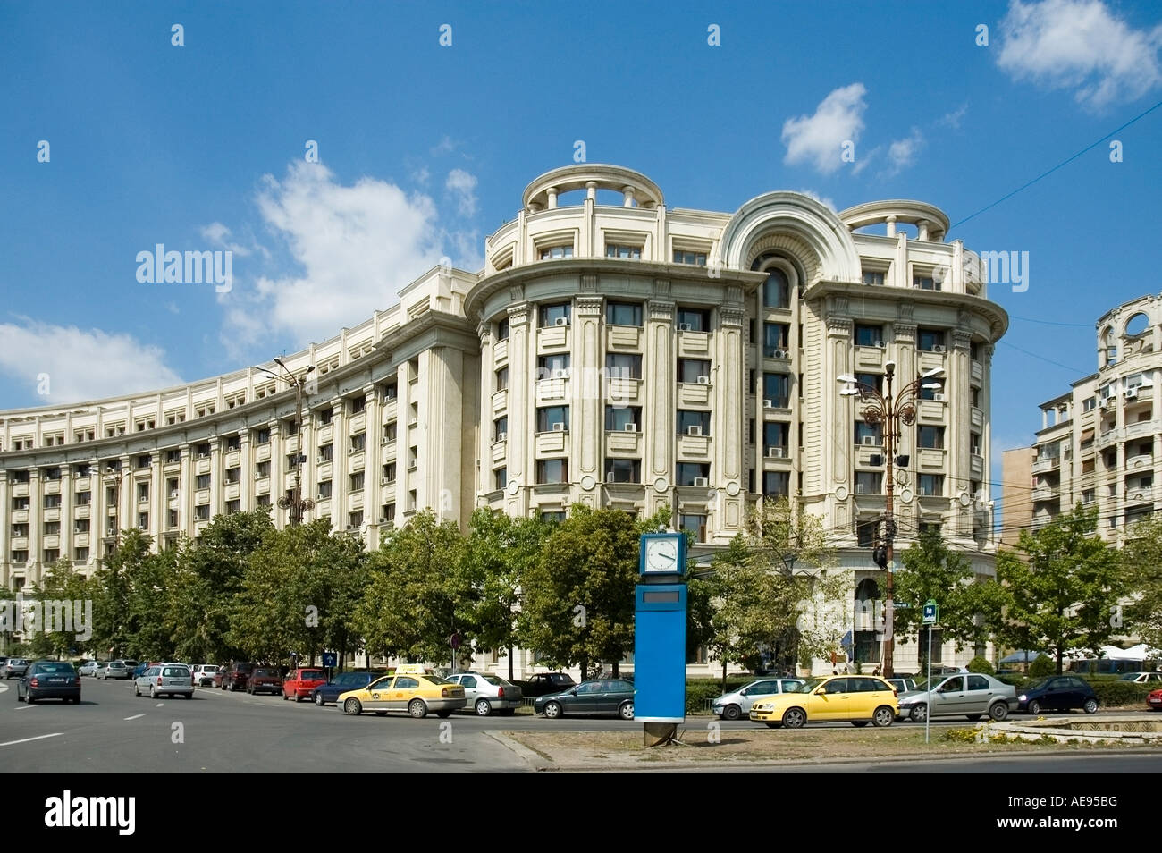 Government Buildings at Constitution square (Piata Constitutiei), Bucharest, Romania, Europe, EU Stock Photo