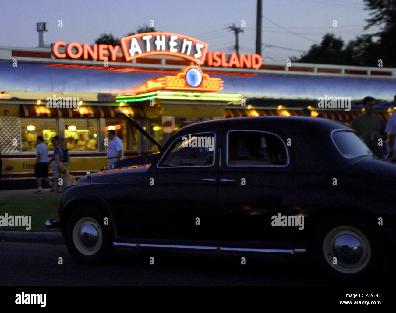 Woodward Cruise American Car Show in Front of Coney Island Detroit Michigan Stock Photo