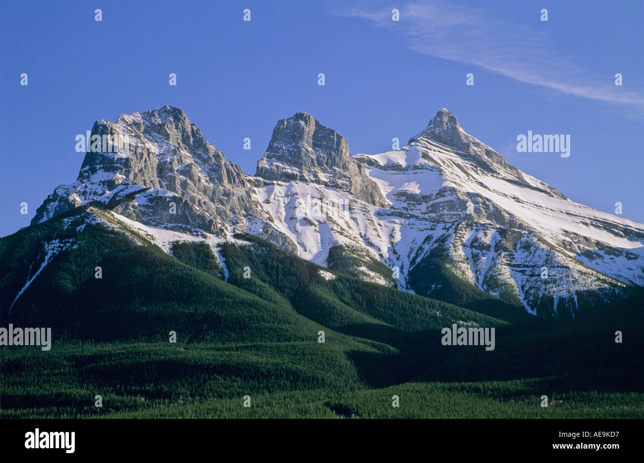 Three Sisters Mountains Town of Canmore Alberta Canada Stock Photo Alamy