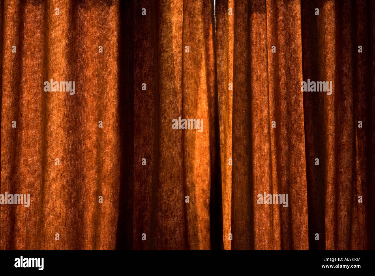 Brown Orange Velvet Curtains In Sunlight Stock Photo 13613767 Alamy