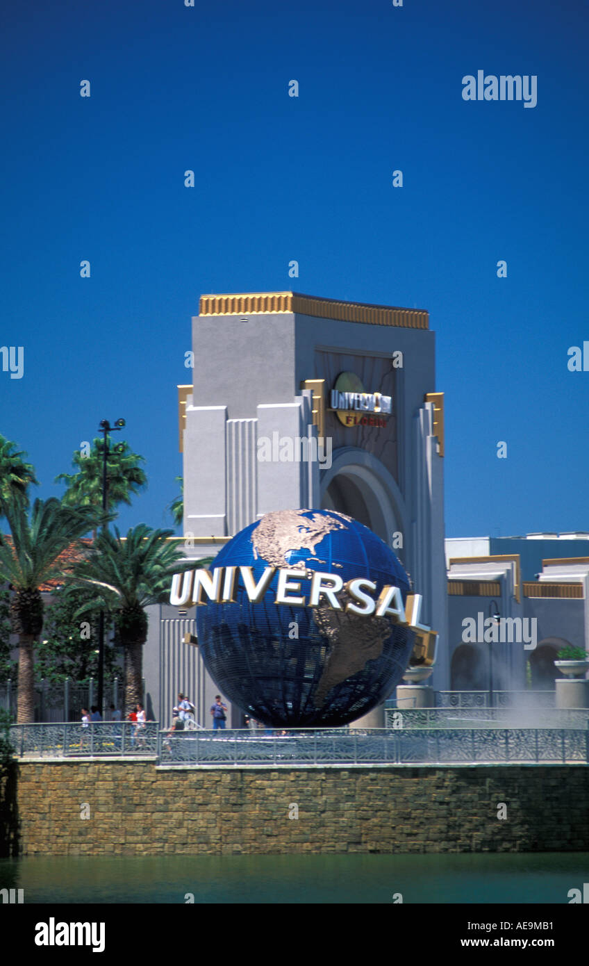 Orlando Florida FL USA United States Universal Orlando Sign showing the world globe Stock Photo