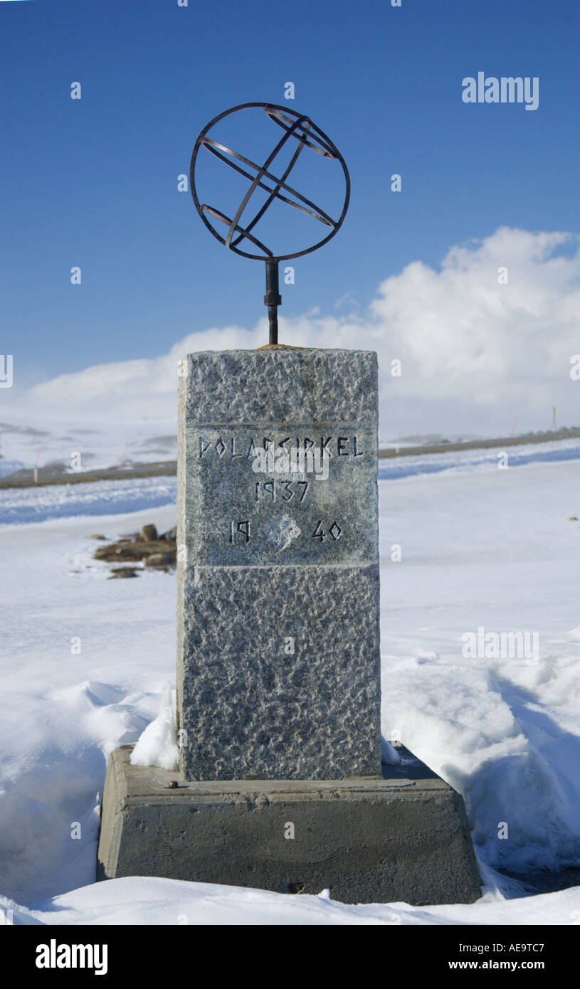 Arctic Circle marker stone at the Arctic Circle Centre on the E6
