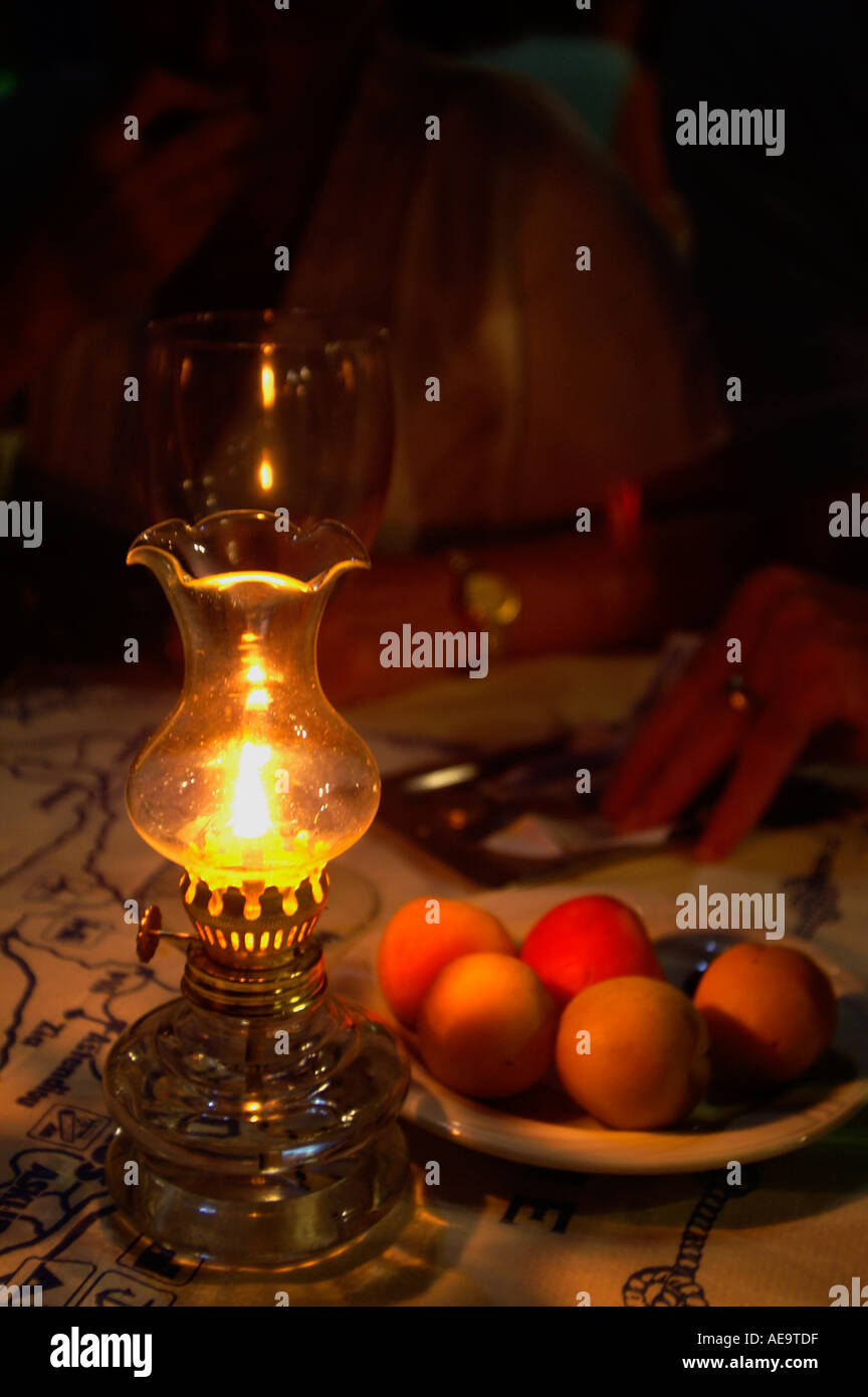 Table setting in a Greek Taverna Stock Photo