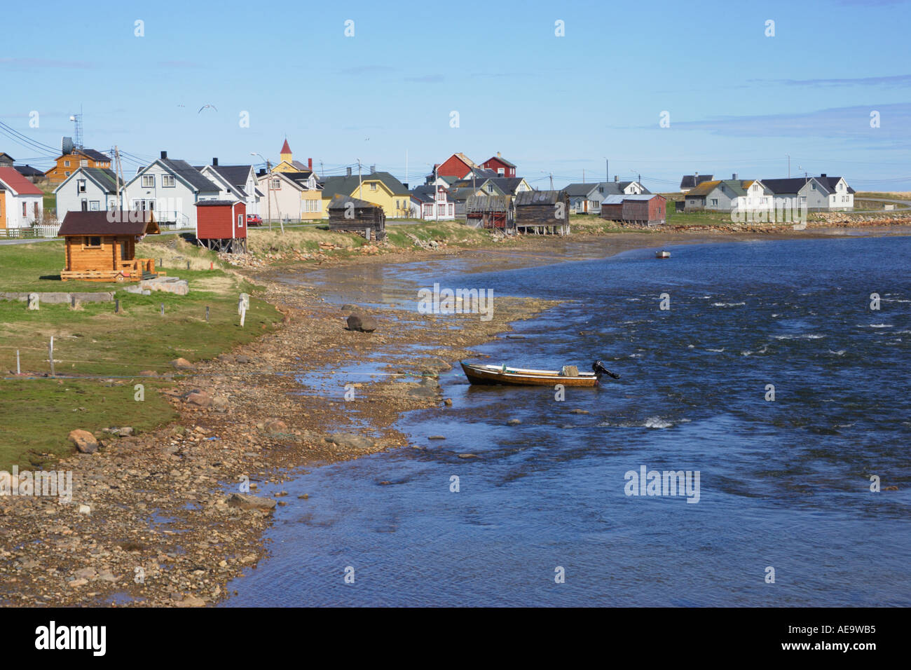 Coastal village Varangerfjord Norway Stock Photo