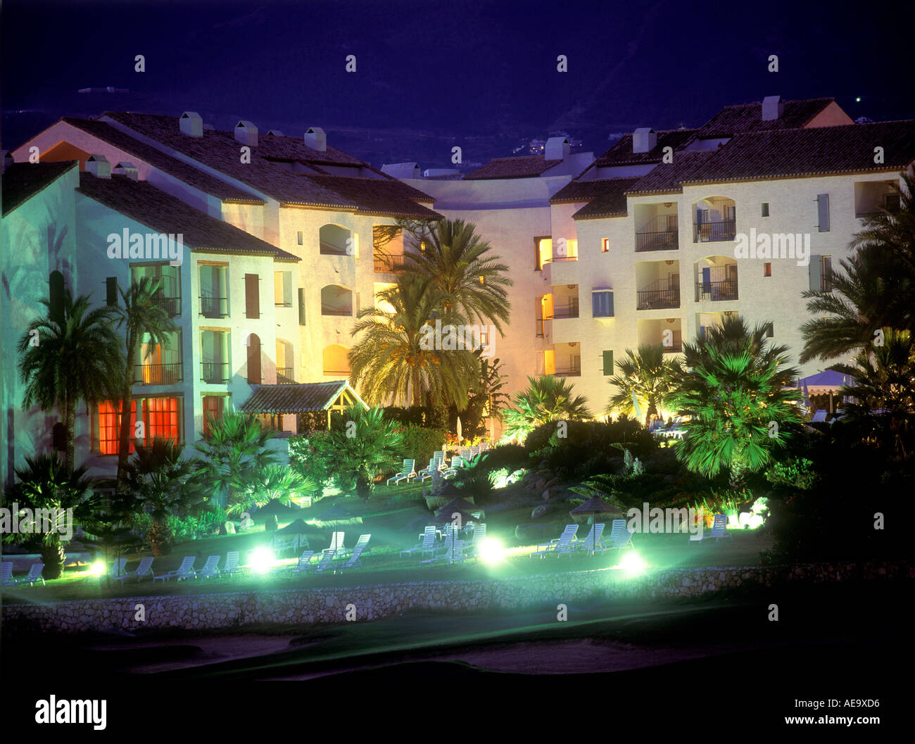 byblos hotel spain andalucia night shot mijas golf Stock Photo - Alamy