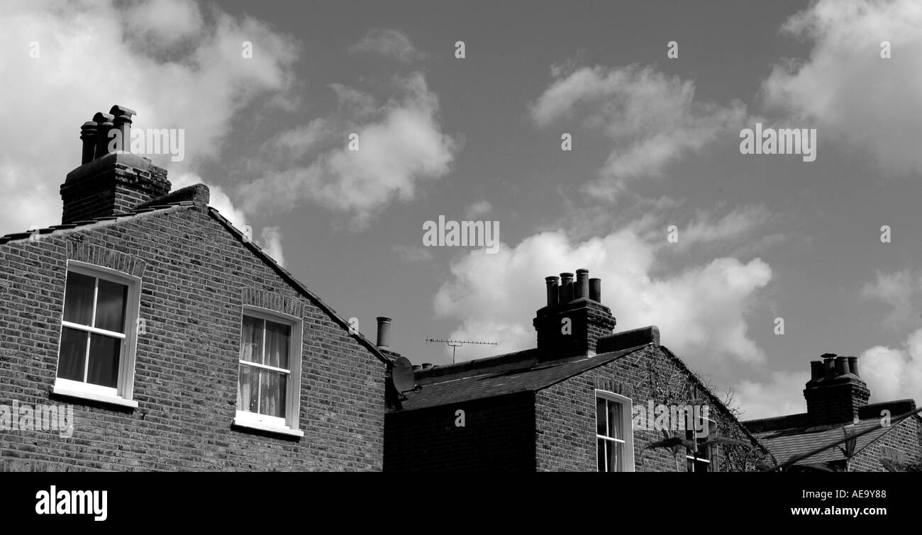Rooftops of Victorian Homes in Southwest London Stock Photo