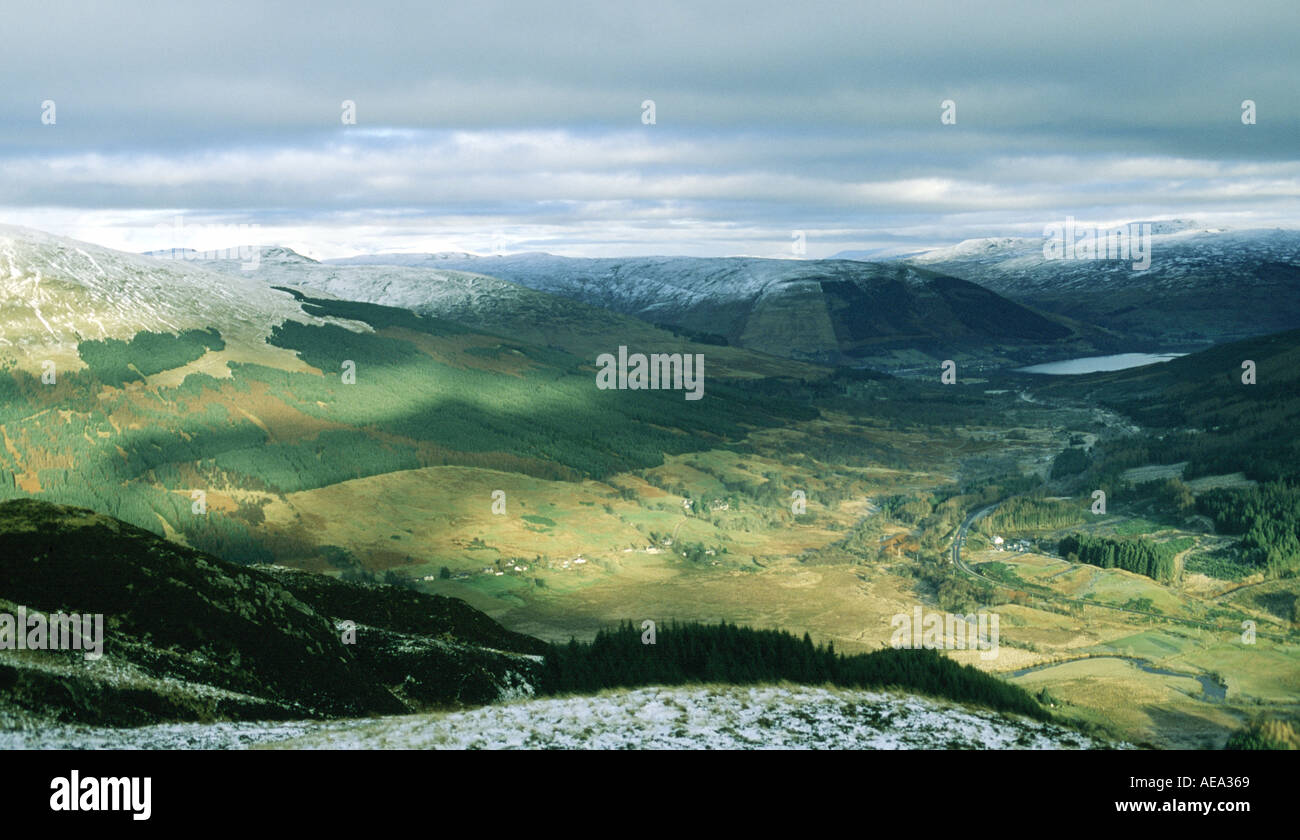 View to Strathyre forest and Loch Earn nr Balquidder Scotland Stock Photo