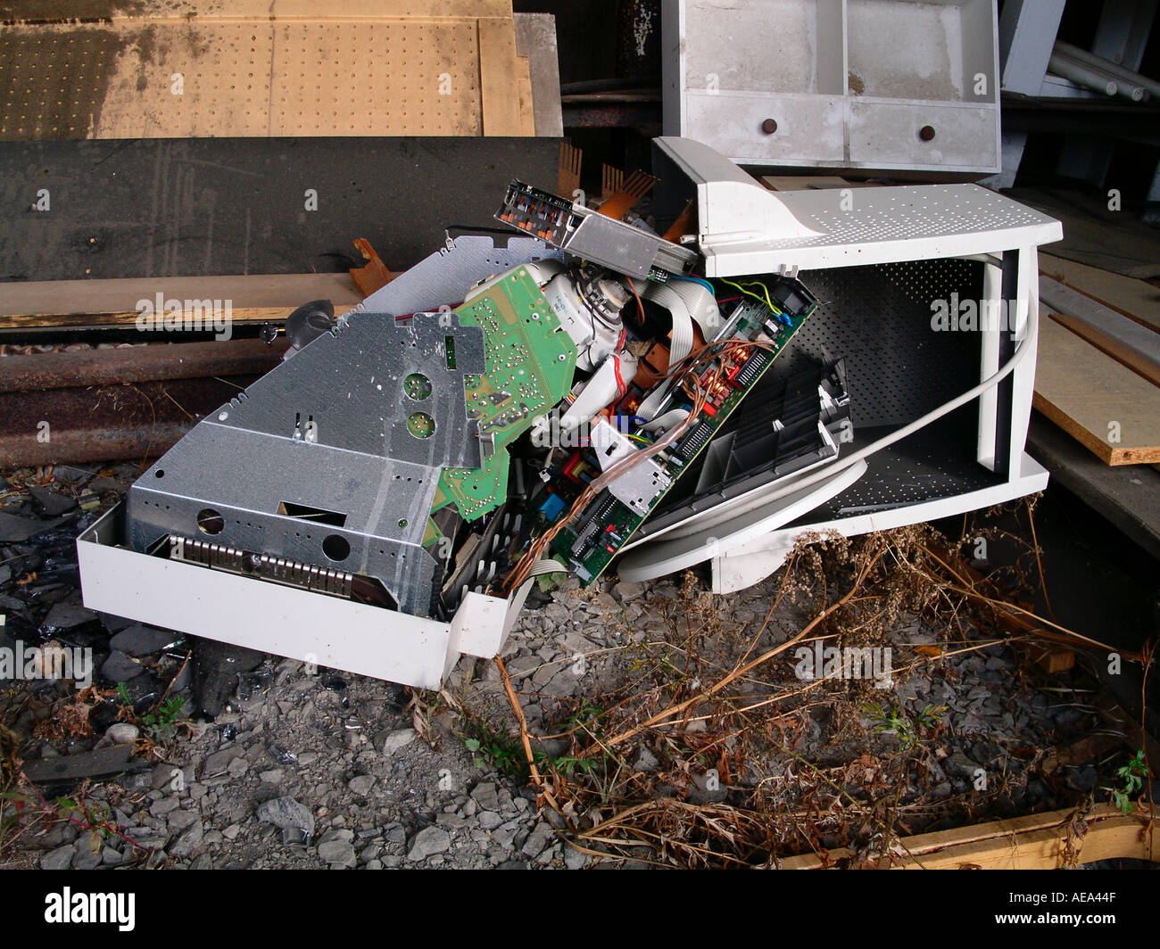 broken computer monitor on ground Stock Photo Alamy