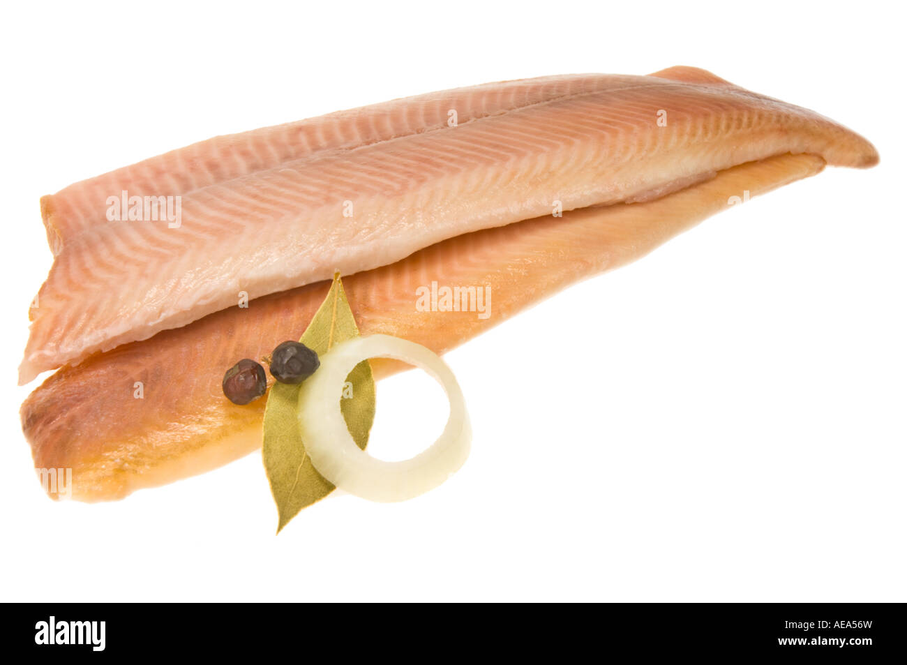 fish fillet smoked cured fumed curing kipper kippering kippered trout preparation of trouts Fish court Sweet water fish COOKING Stock Photo