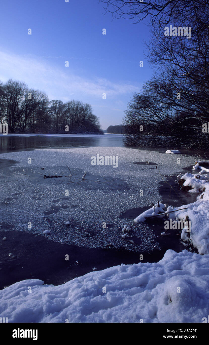 Frozen Lake in Winter Stock Photo Alamy