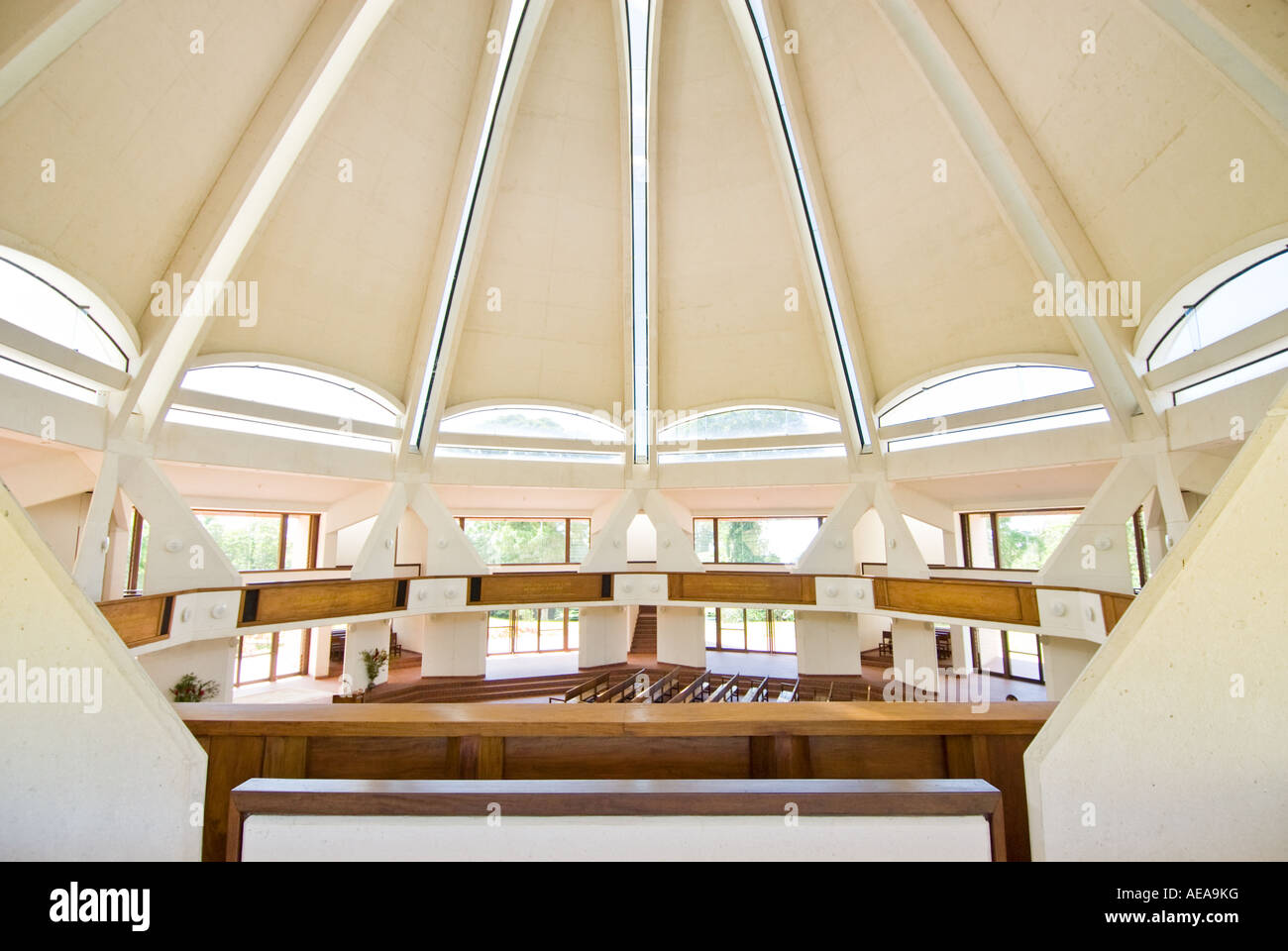 The interior of the dome of the Baha’i House of Worship in Western
