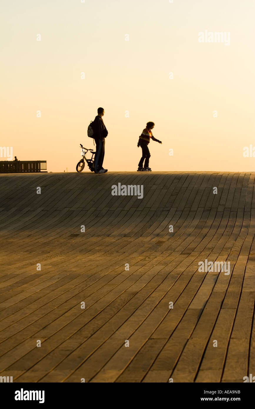 Bicycles on the Tel Aviv promenade in the old Tel Aviv port Stock Photo