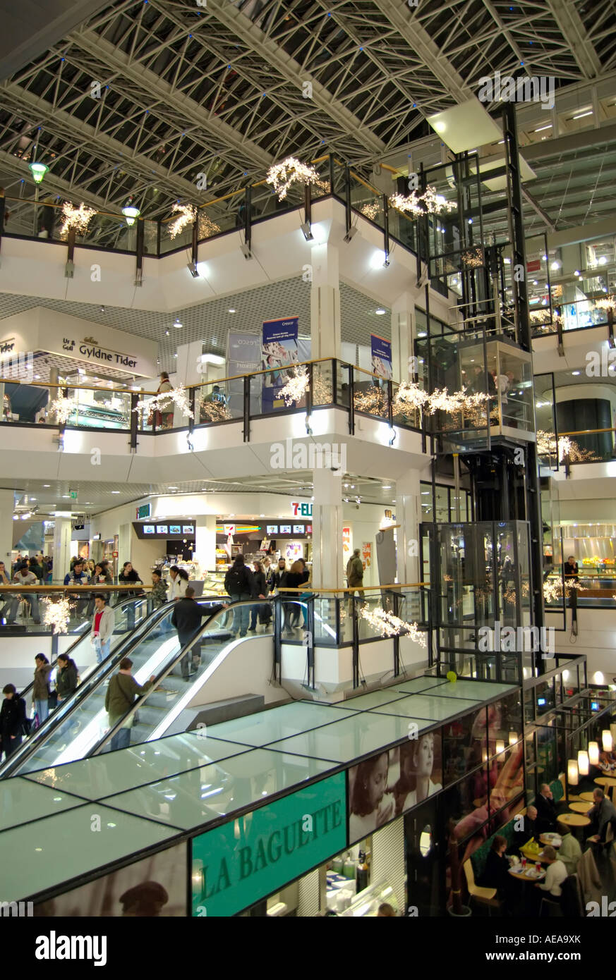 A busy shopping mall Oslo City in Oslo Norway around christmas time