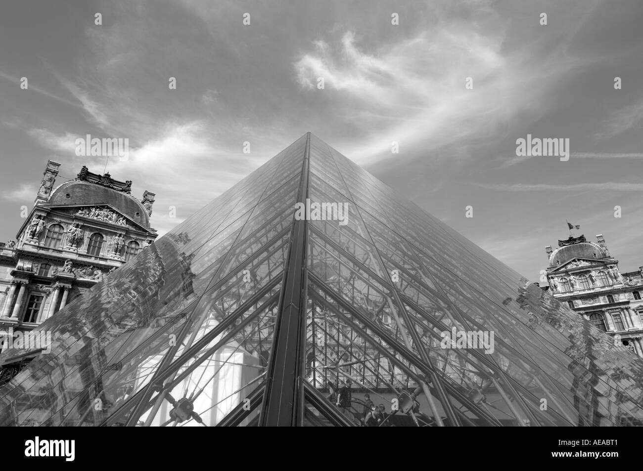 Glass pyramid, The Louvre, Paris, France Stock Photo