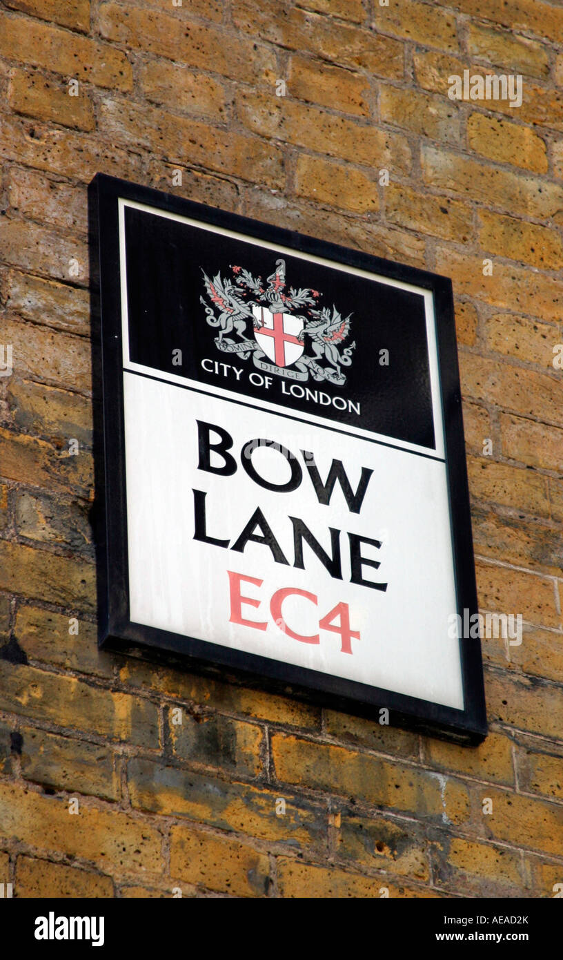 Bow lane street sign London Stock Photo