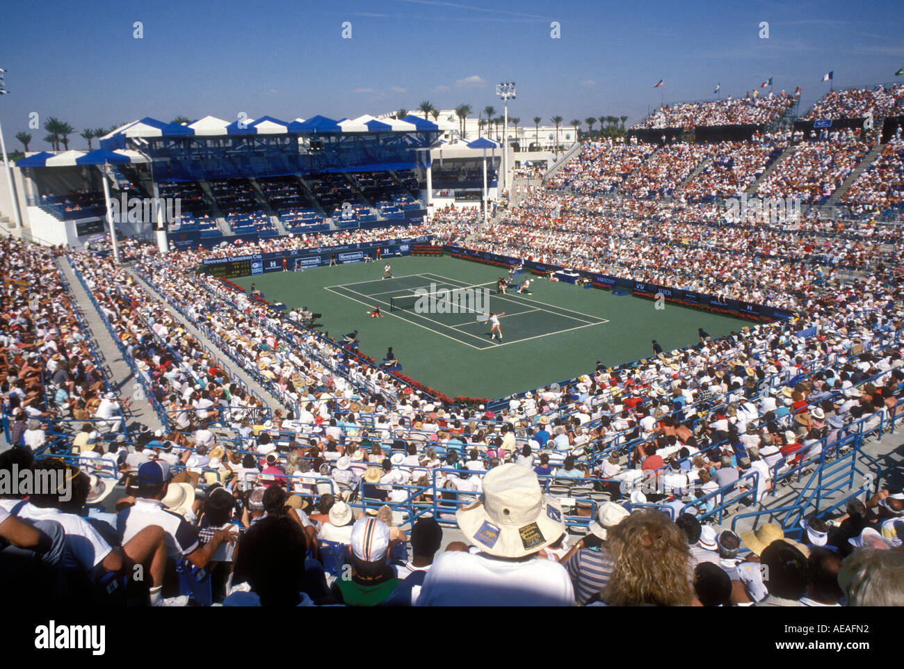 Crowd watching tennis tournament at Indian Wells California Stock Photo