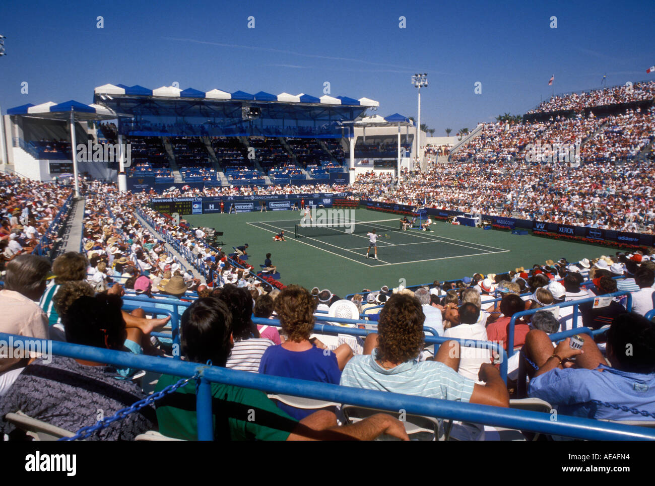 Crowd watching tennis tournament at Indian Wells California Stock Photo