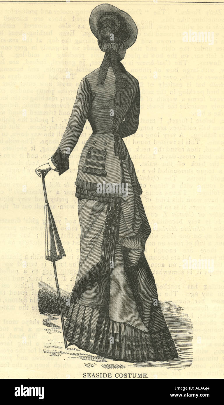Fashion plate for seaside costume 1878 Stock Photo