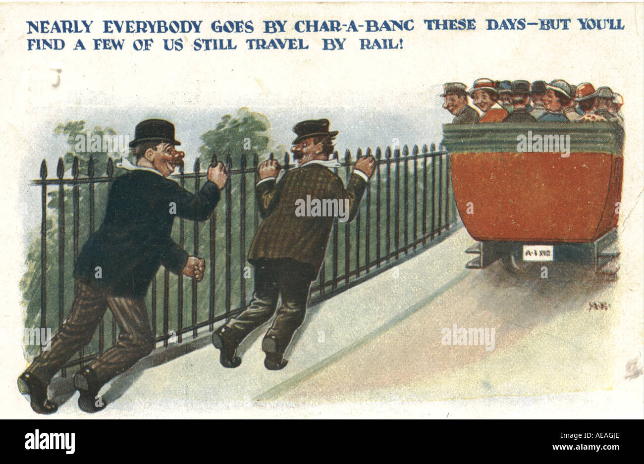 Comic greeting postcard postally used 1922 Stock Photo