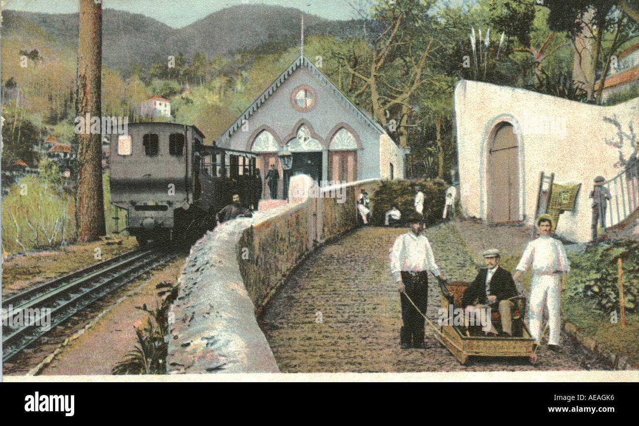 Monte railway and sledge car, Madeira, circa 1910 Stock Photo