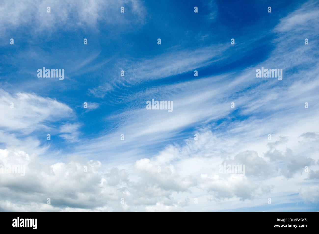 white clouds against blue sky (Cumulus and cirrus clouds Stock Photo ...