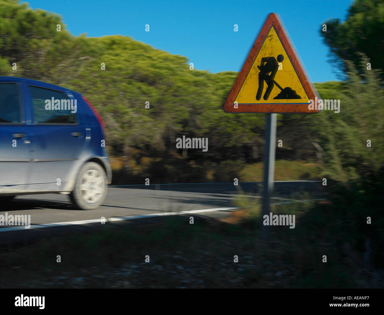 Road Works Sign 2 Stock Photo - Alamy
