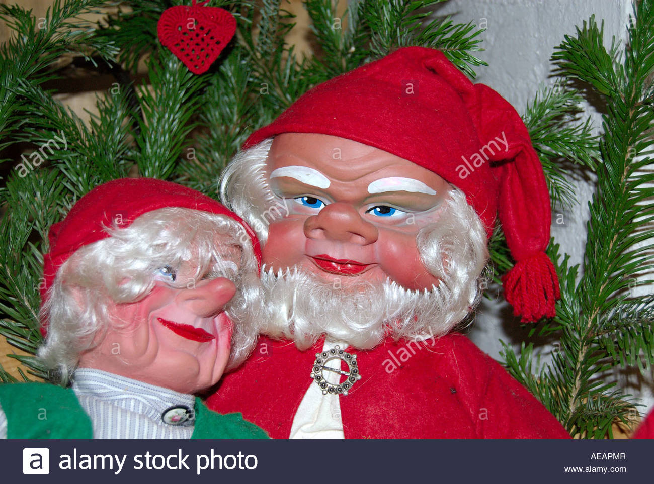 Christmas Hobgoblins In A Wooden Sleigh As Part Of Christmas Stock