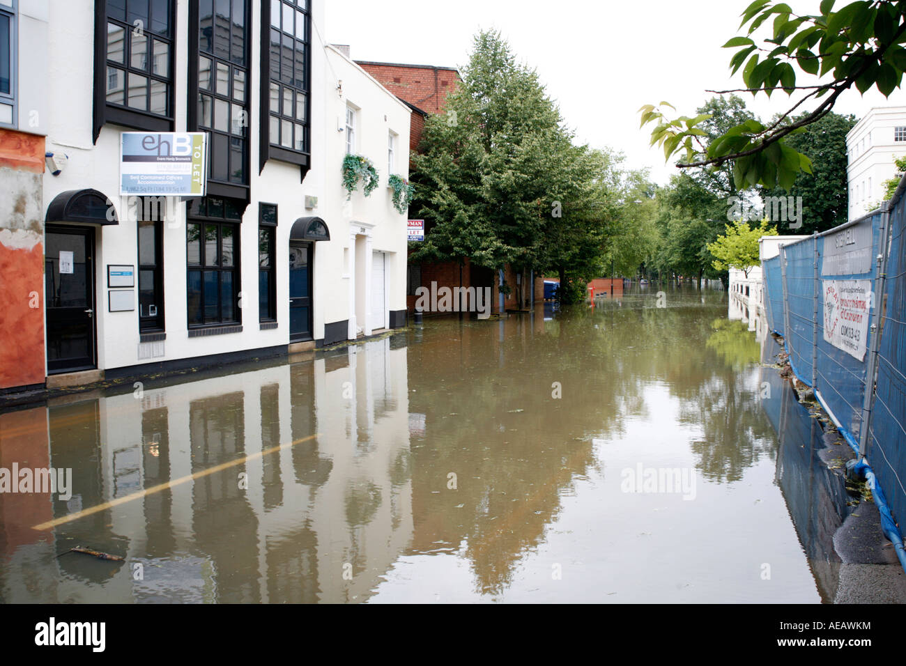 Flooded Street, Leamington Spa, Warwickshire  July 2007 Stock Photo