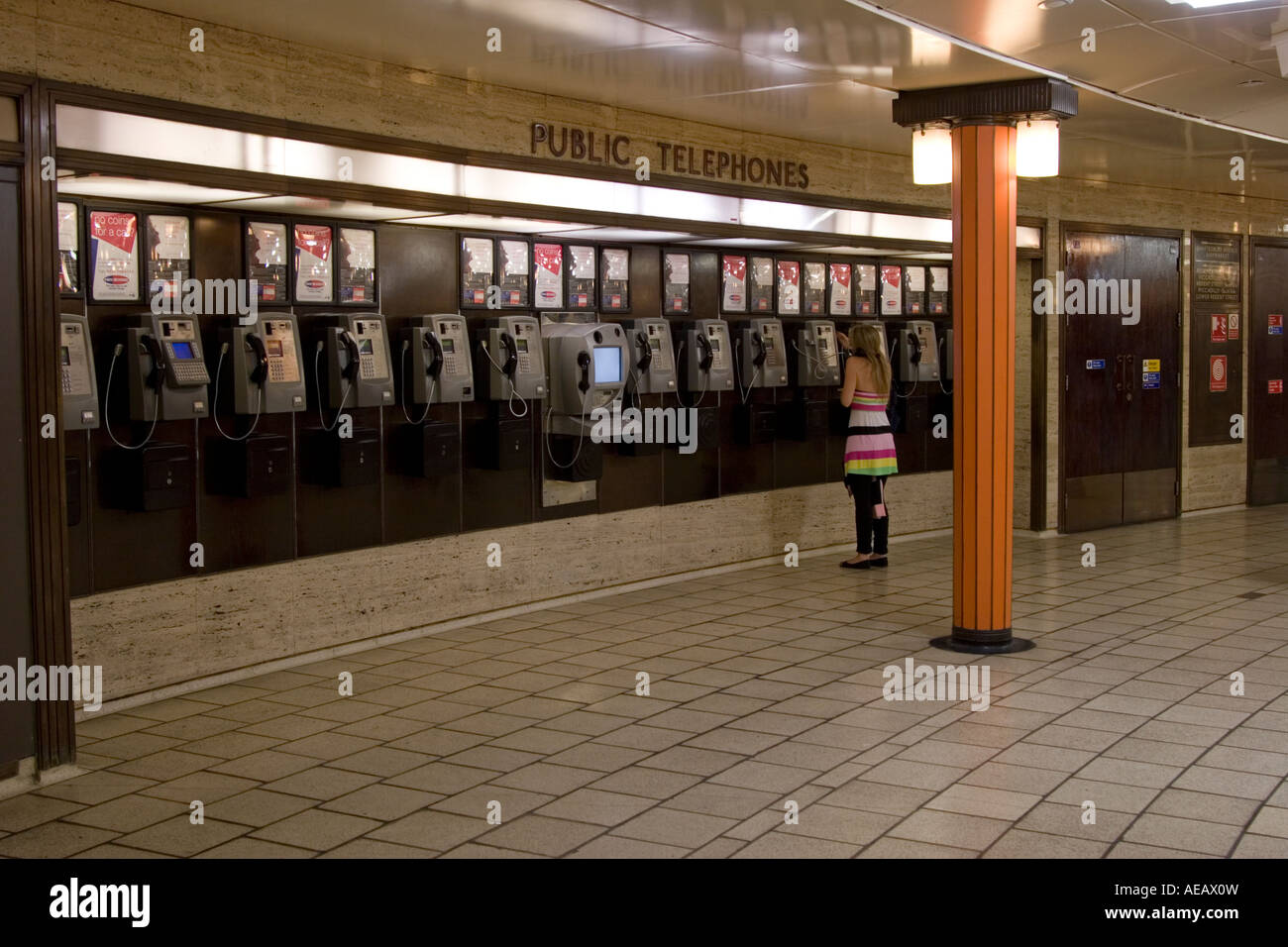 Public Telephones - Piccadilly Circus Station - London Stock Photo