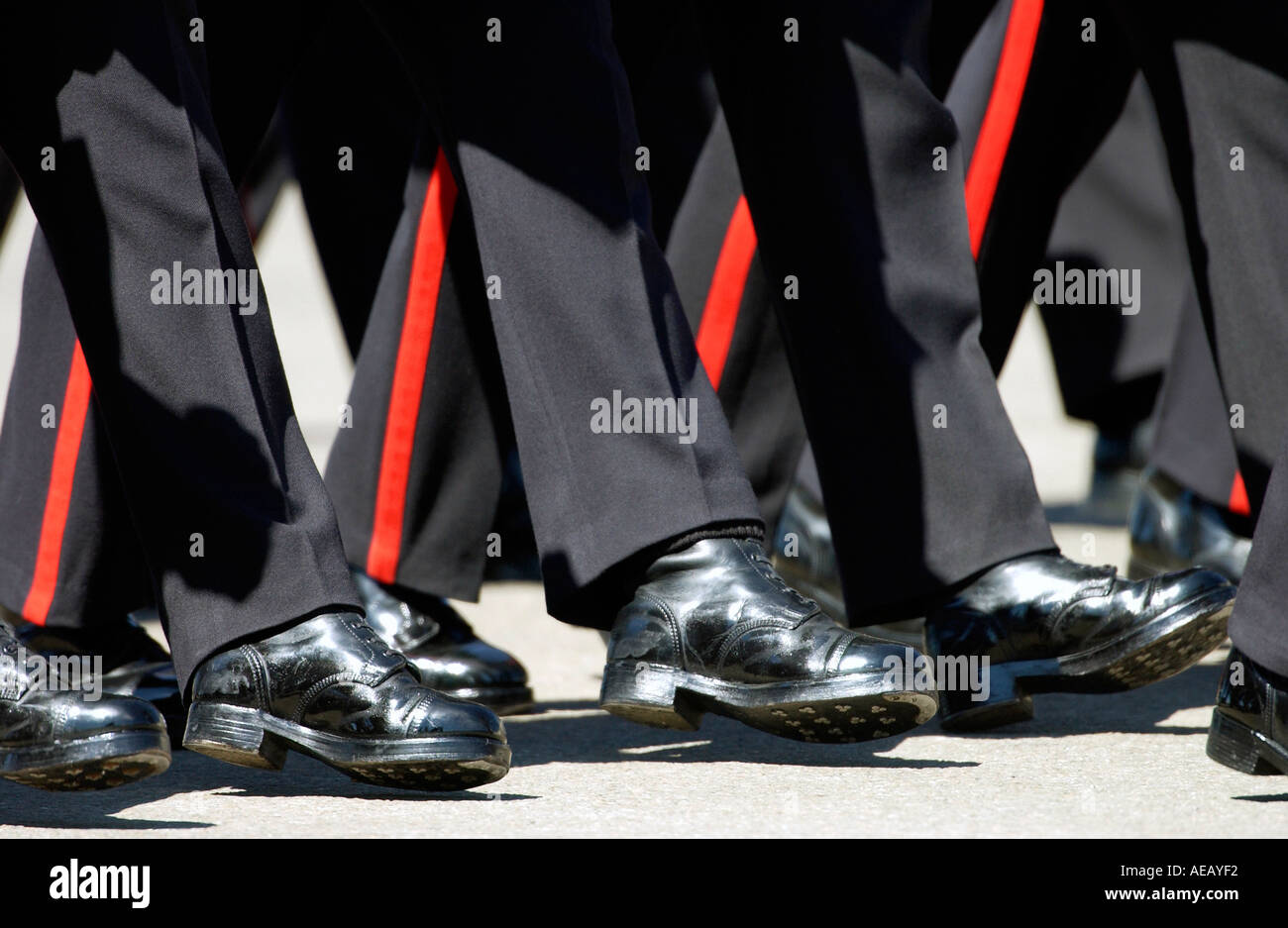Soldiers march during Passing Out Parade at Sandhurst Royal Military Academy Surrey Stock Photo