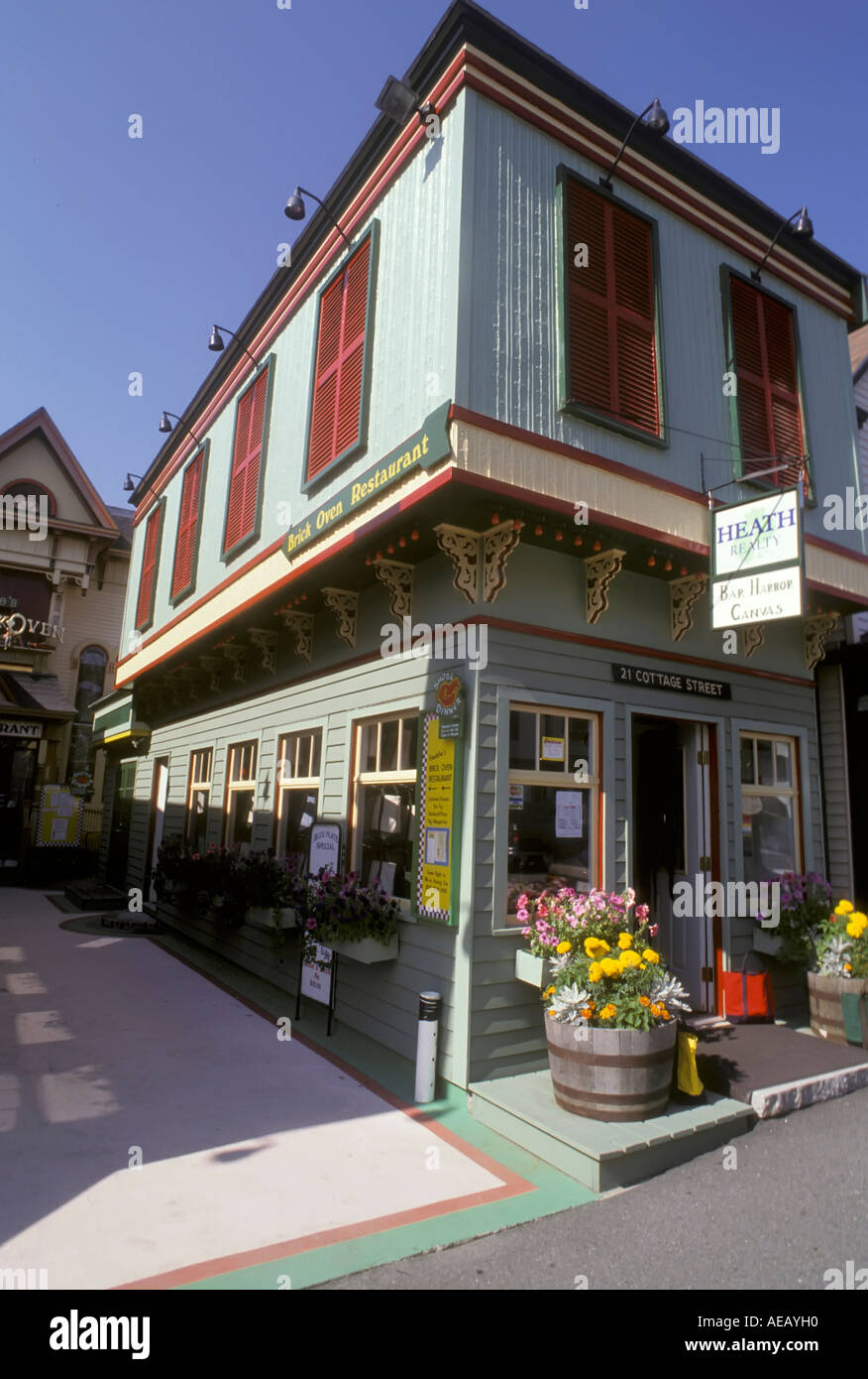 Shopping district at Bar Harbor Maine ME Stock Photo