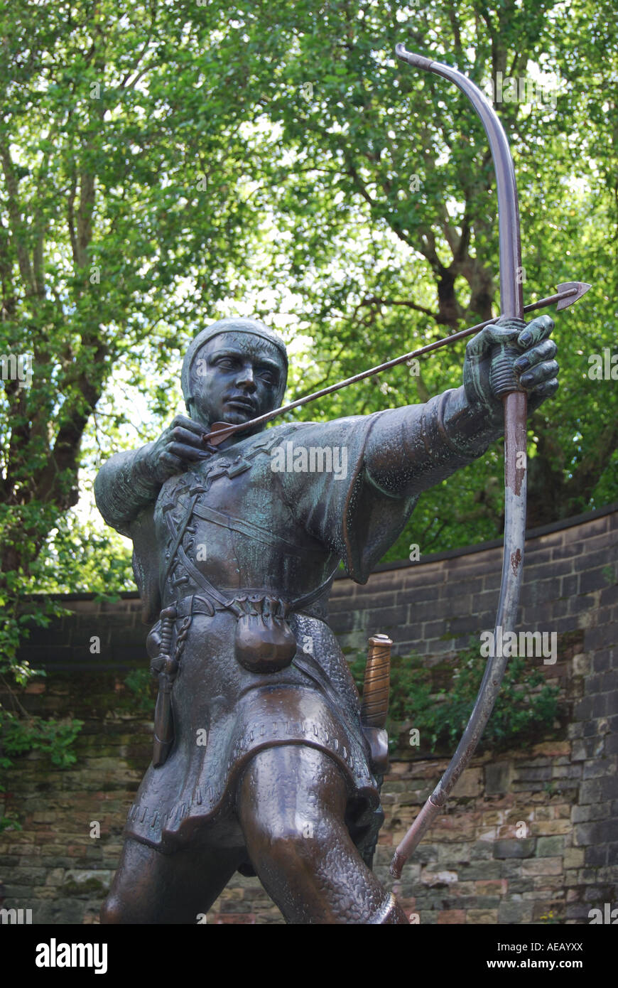 Robin Hood Statue, Nottingham Castle, Nottingham, Nottinghamshire, England, United Kingdom Stock Photo
