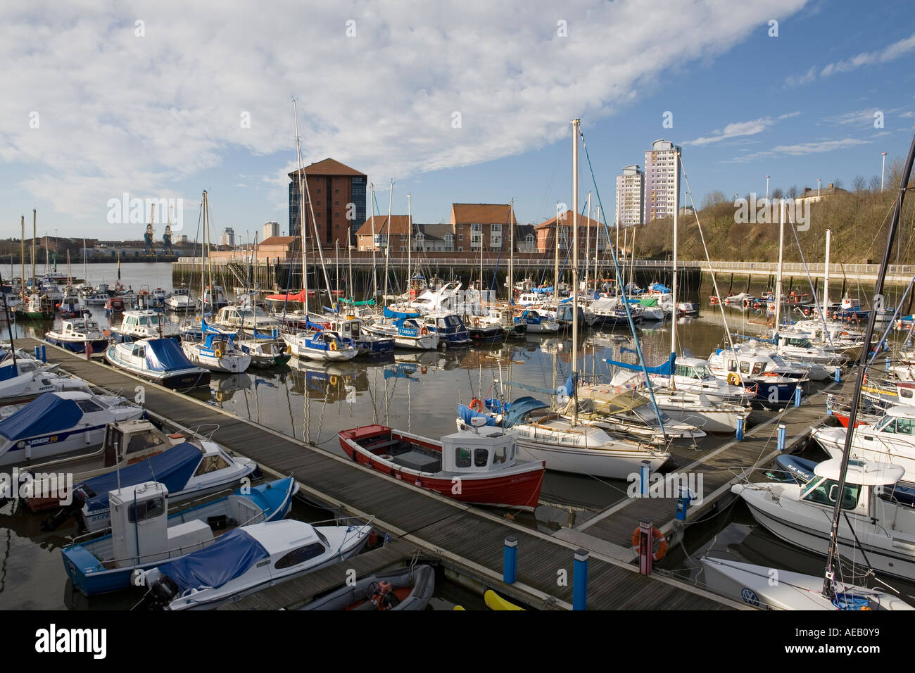 Boats moored in Sunderland Marina Tyne & Wear England UK Stock Photo