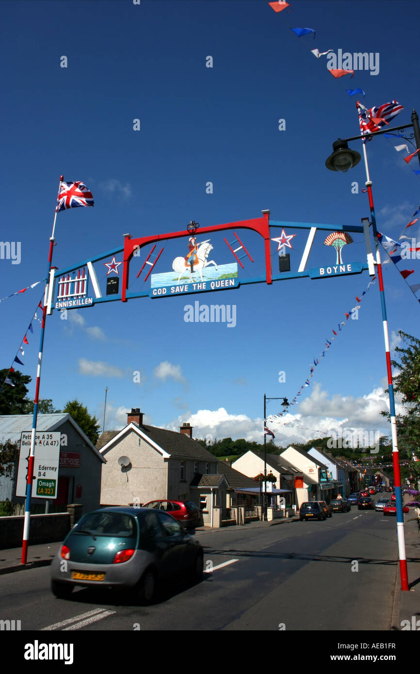 Loyalist Arch in town of Kesh, County Fermanagh, Northern Ireland Stock Photo