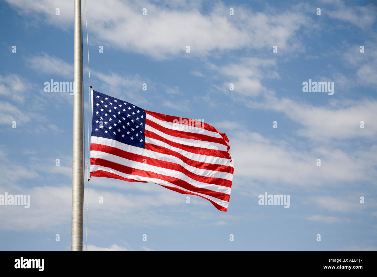 American stars and stripes flag flying at Half Mast Stock Photo Alamy
