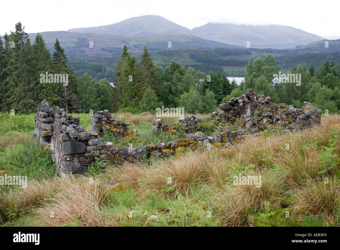 Ruins of cottage in ancient settlement of Daingean in Glengarry Scotland Stock Photo
