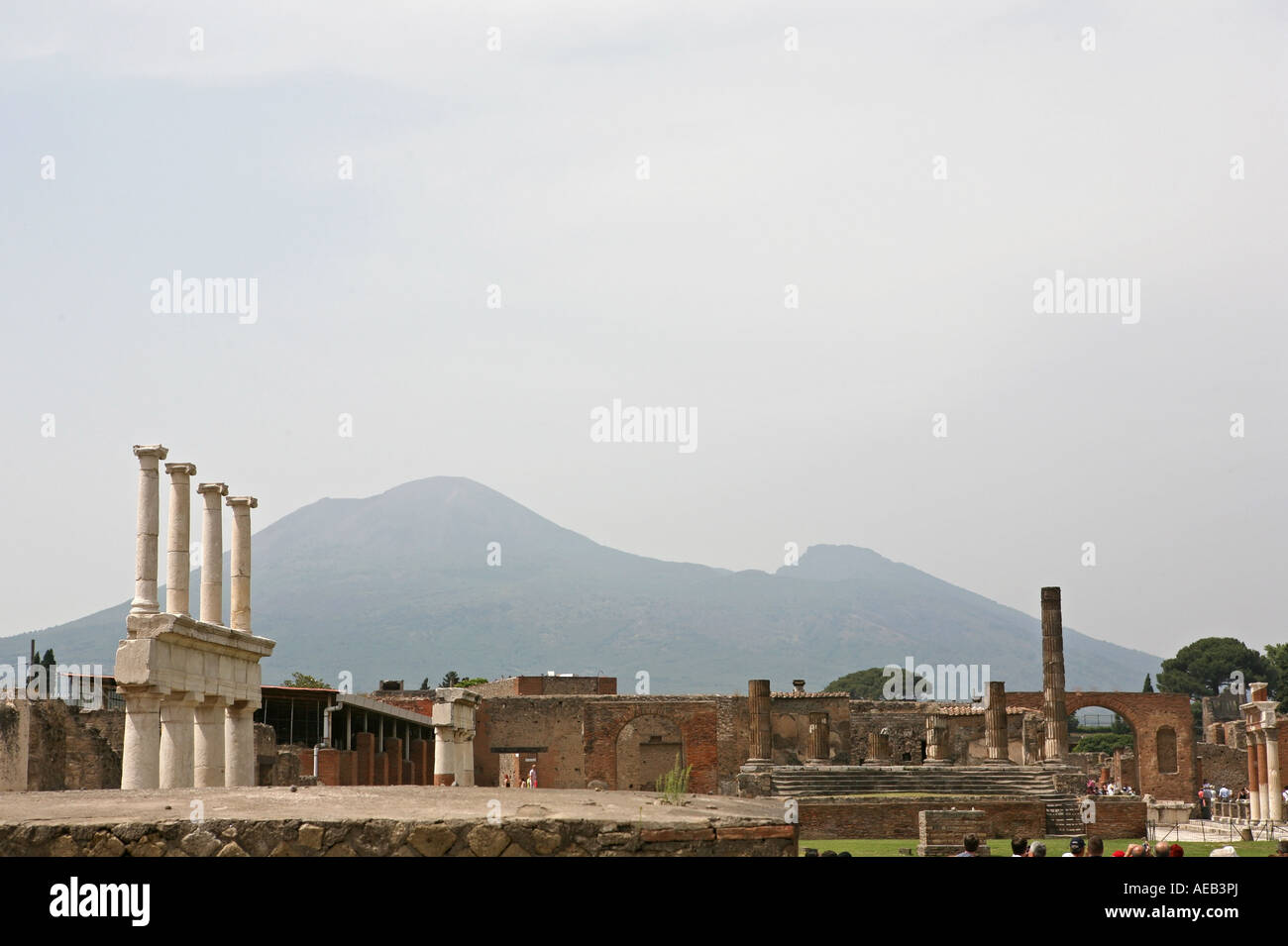 Market place in Pompeii with Mount Vesuvius in the background Campania Italy Stock Photo