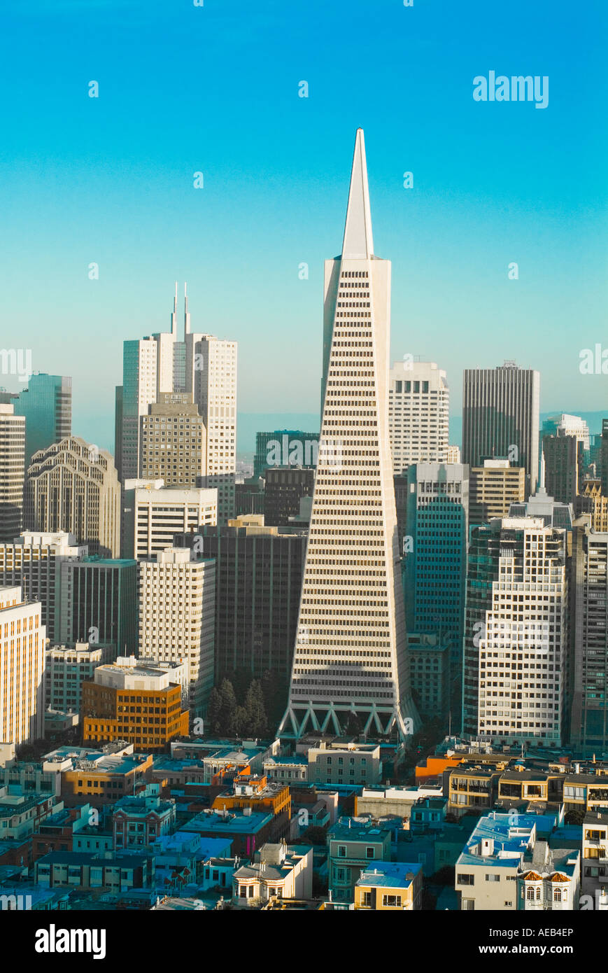 High angle view of Transamerica building in downtown San Francisco California USA Stock Photo