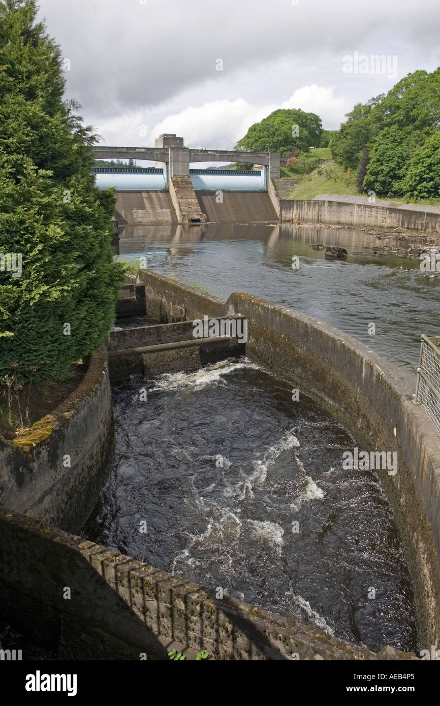 Salmon ladder at Pitlochry hydroelectric dam and power station Scotland