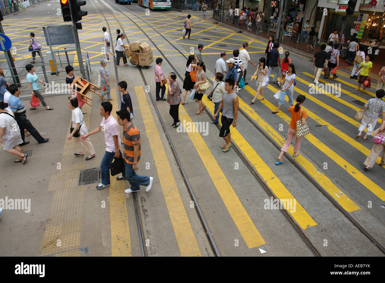 Pedestrian crossing road North Point Hong Kong China Stock Photo