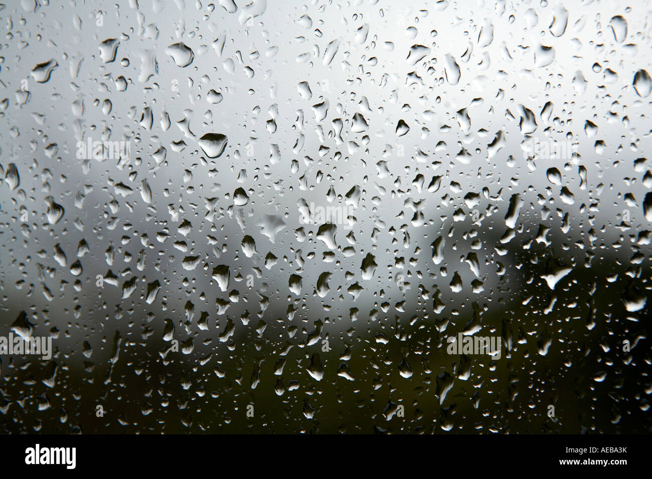 Water drops rain on windshield Stock Photo