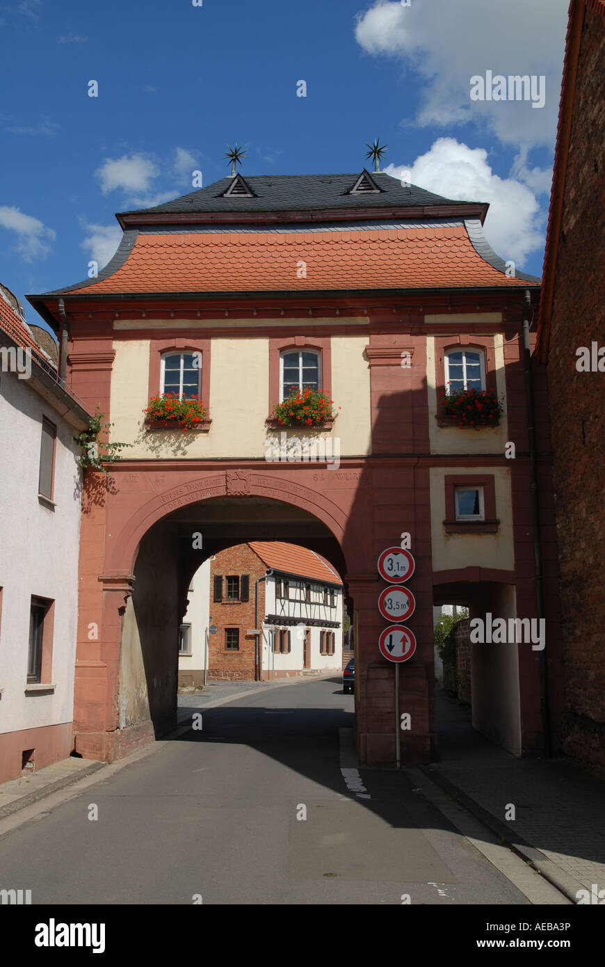 Town gate of Göllheim in Rheinland-Pfalz, Germany Stock Photo