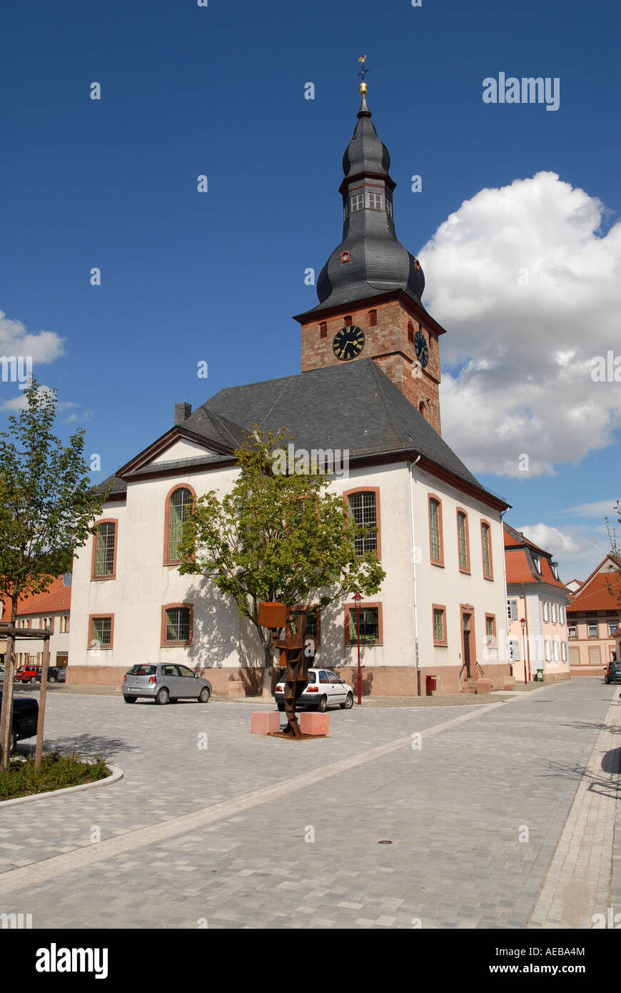 Church in Göllheim, Rheinland-Pfalz, Germany (old town) Stock Photo