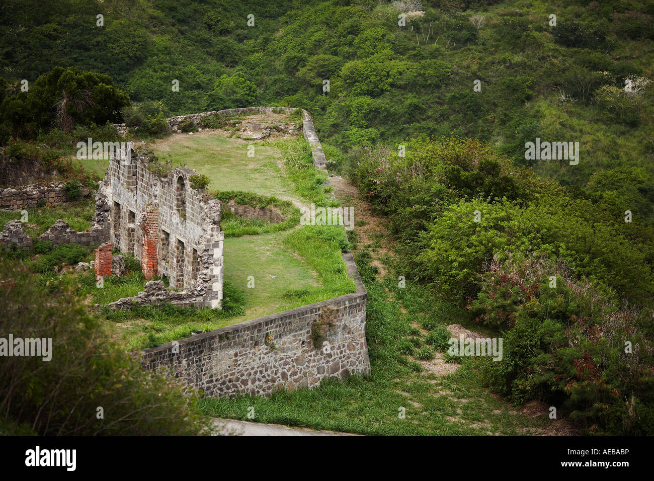 Ruins From Above in Brimstone Hill Fort St Kitts and Nevis Islands Caribbean West Indies Stock