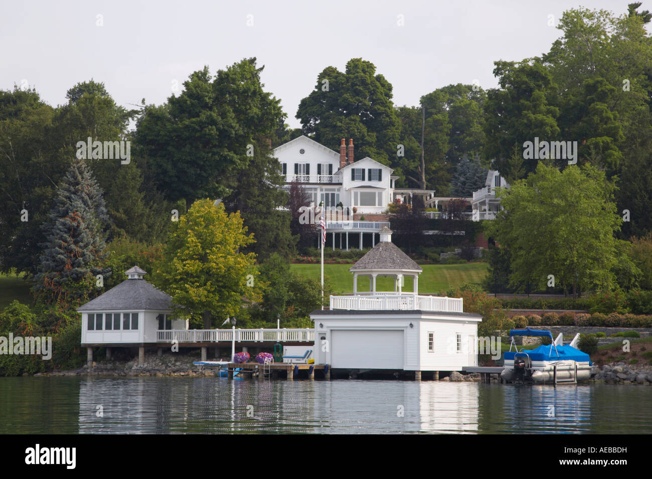 Houses on Skaneateles Lake in the Finger Lakes Region of New York State