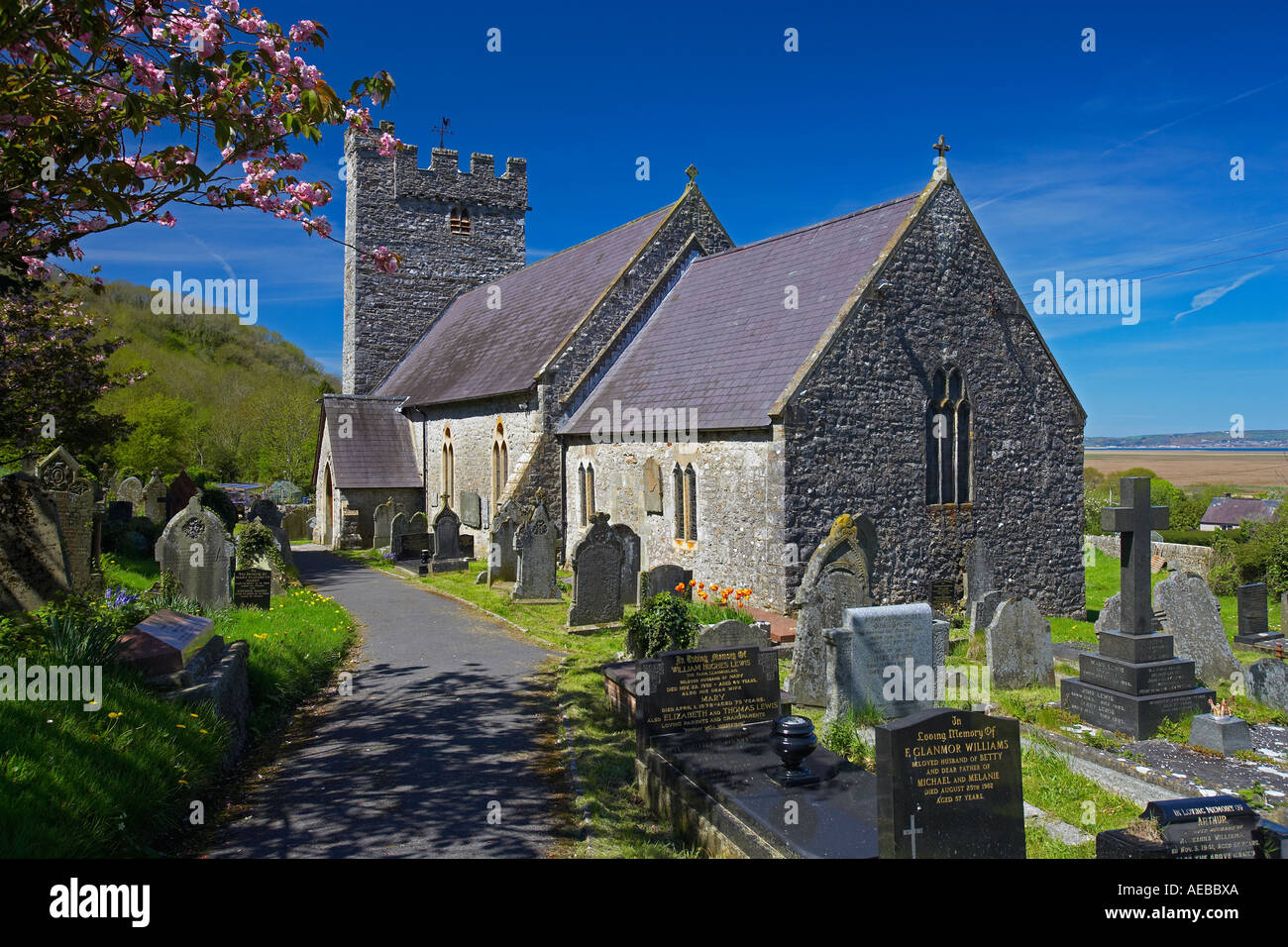 Parish Church St Rhidian and St Illtyd Llanrhidian Gower Peninsula South Wales, UK Stock Photo